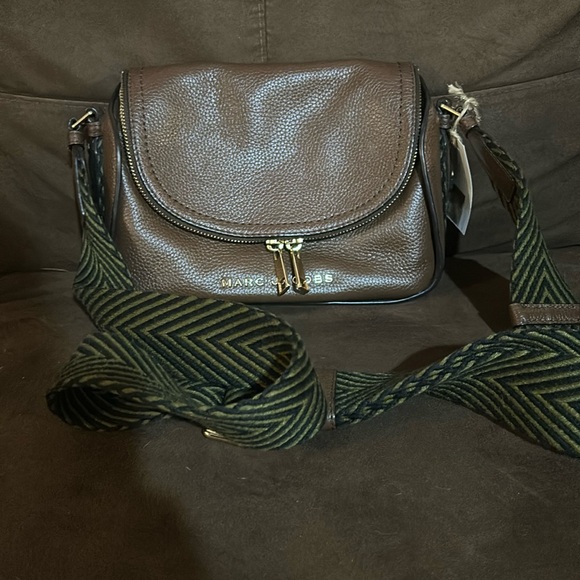 Marc Jacobs Brown Crossbody Bag with Green Strap